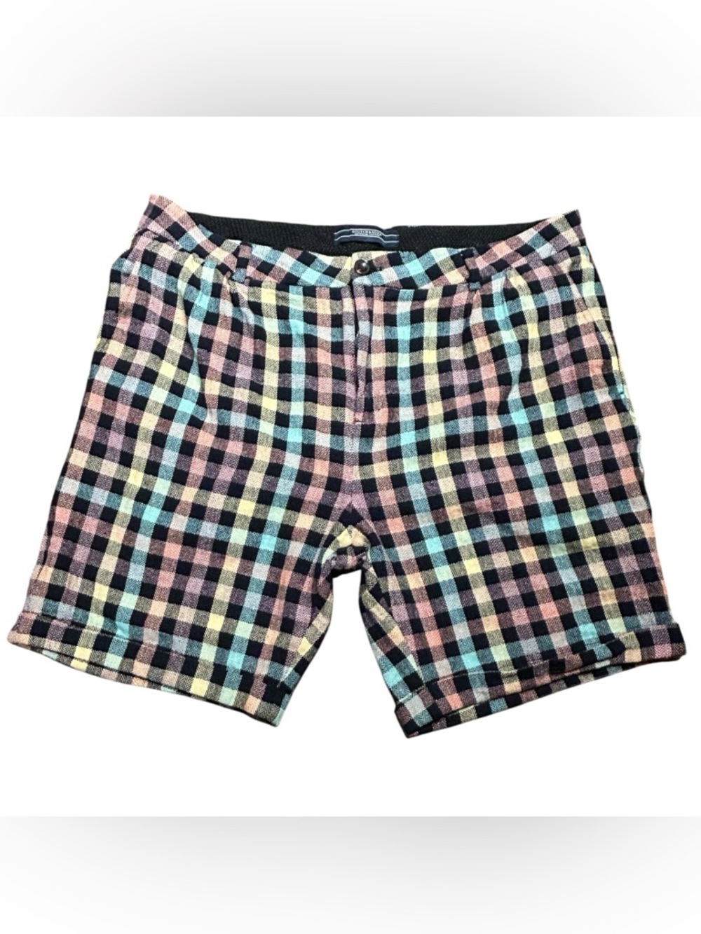 Scotch & Soda Linen Blend Plaid Shorts Size 36 Preppy Summer Coastal